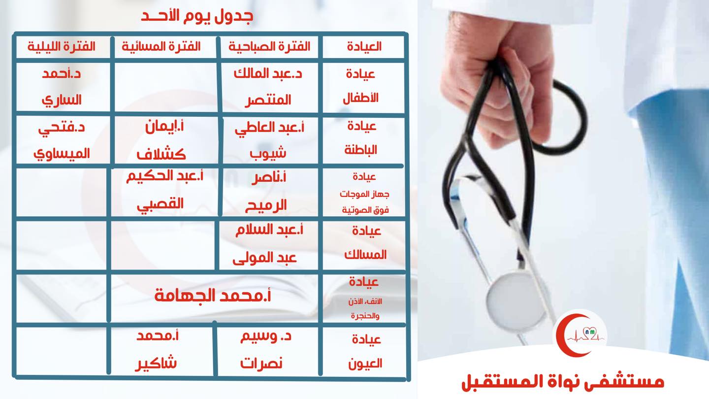 مواعيد يوم الاحد – جدول 2